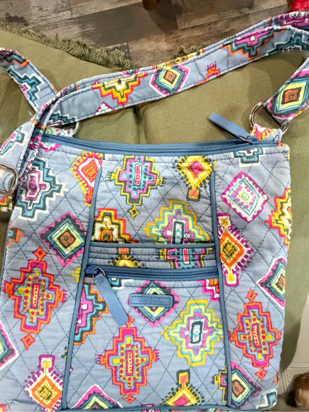 Vera Bradley Quilted Blue Patterned Crossbody Bag - Bright Geometric Print